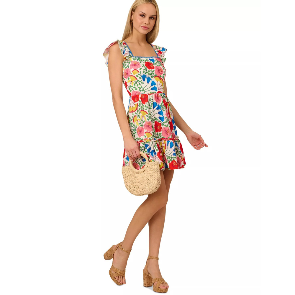 ADRIANNA PAPELL Women's Flutter Sleeveless Short Dress Size 6, MSRP: 139$